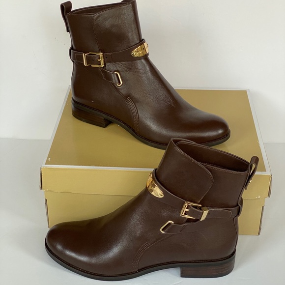 MICHAEL KORS Arlen Ankle Booties Brown Leather#8 - Picture 3 of 11